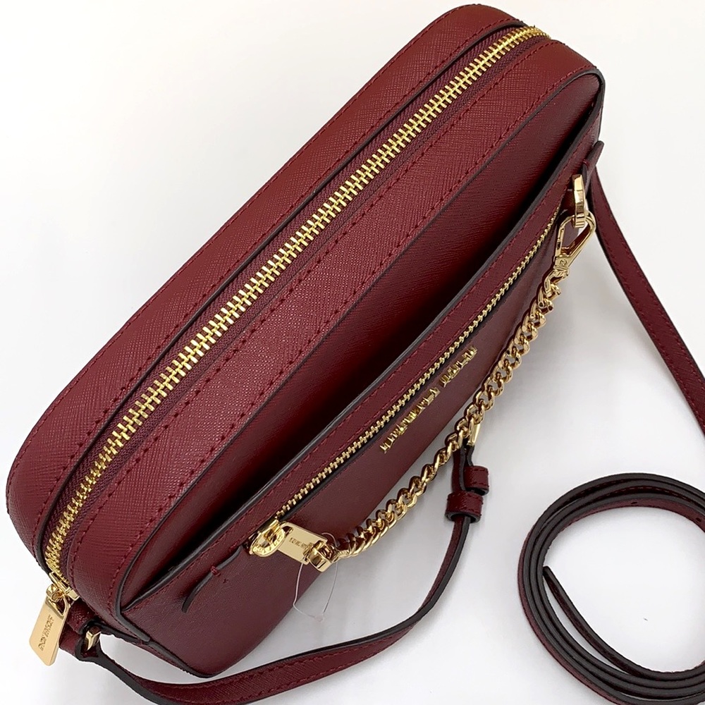 MICHAEL KORS LARGE EW CROSSBODY DARK CHERRY 🍒 & SM TOP ZIP COINPOUCH MULBERRY - Picture 9 of 16